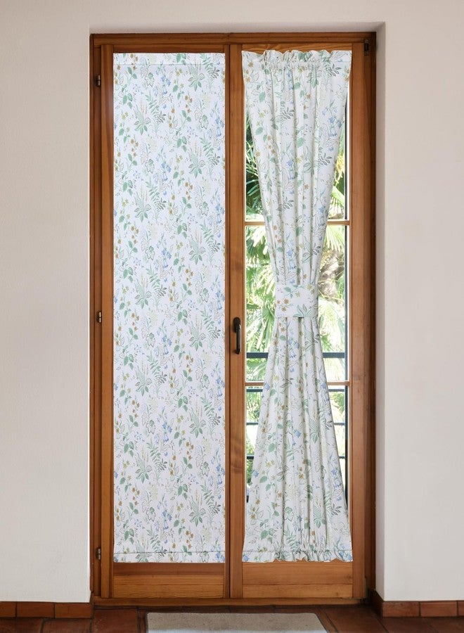 Moslovstar Linen French Door Curtains Set of 2, Elegant Country Style Wind Chime Flower Front Door Curtain Dual Rod Pocket Tiebacks Included, 25" W x 72" L - Image 1